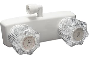 Dura Faucet DF-SA100A1-WT RV Shower Faucet Valve Diverter with 2-Knobs for Exterior Shower Boxes (White)