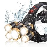 Headlamp 13000 LM Ultra Bright CREE LED Zoomable Work Headlight micro-USB Rechargeable, 4 Modes Waterproof Head Lamp Best Headlamps for Camping Hiking Hunting Outdoors