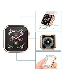 KoudHug Pulsera Compatible Apple Watch Band 1.496 in 1.575 in 1.654 in 1.732 in con funda iWatch Series 4 3 2 1, pulsera de acero inoxidable con Apple Watch Protector de pantalla