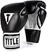 TITLE Boxing Pro Style Leather Training Gloves, Black/White, 16-Ounce