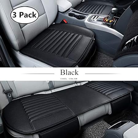 Amazon Honcenmax 車用 シートカバーセットカバー 座布団 シートクッション 座席シートカーシートpuレザー 竹炭 3枚組 前座席 用2枚 後部座席用1枚 シートクッション 車 バイク