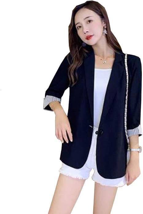 Amazon Yuyo レディース テーラードジャケット ブレザージャケット 春 無地 ロングコート ゆったり おしゃれ スーツ襟 長袖ジャンパー 通勤 通学 ビジネス春服アウター コート ジャケット 通販