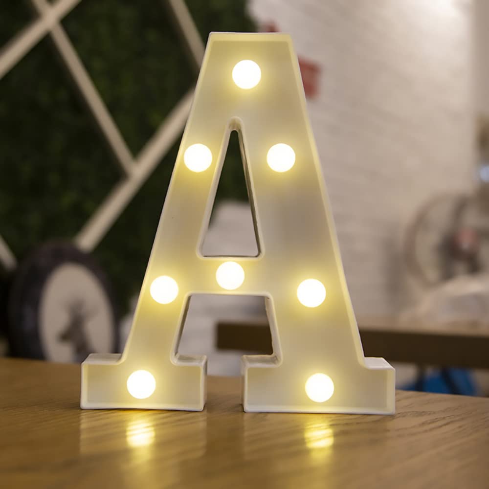 Tiardey letter lights LED symbol shape, Alphabet Plastic Marquee Table Lamps, Lighting up Words, Birthday Wedding Party Everyday Home Wall Hanging Decor-A