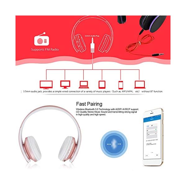 Andoer-Wireless-Bluetooth-Over-Ear-Stereo-Foldable-Headphones-Wireless-and-Wired-Mode-Headsets-with-Soft-Memory-Protein-Earmuffs-wMic-for-Mobile-Phone-PC-LaptopRose-Gold Andoer Wireless Bluetooth Over Ear Stereo Foldable Headphones, Wireless and Wired Mode Headsets with Soft Memory-Protein…