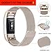 bayite Milanese Loop Bands Compatible Fitbit Charge 2, Stainless Steel Magnet Lock Metal, Champagne Gold Small
