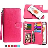 iPhone 6 Plus Case, HESPLUS Premium PU leather Flip Detachable Wallet Case with Credit Card Slot Holder and Hand Grip for Apple iPhone 6 Plus 5.5 Inch (pink)