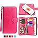 iPhone 6S Plus Case, HESPLUS [Detachable Wallet] iPhone 6 Plus Wallet Case with [9 CARD SLOT][ID HOLDER][WRIST STRAP] - Premium Magnetic Leather Flip Cover Case for iPhone 6/6S Plus - Pink