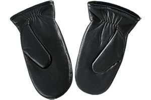 SOIMISS Insulated Black Xl Sheepskin Leather Mittens with Thick Wool Lining, Warm Outdoor Gloves for Men and
