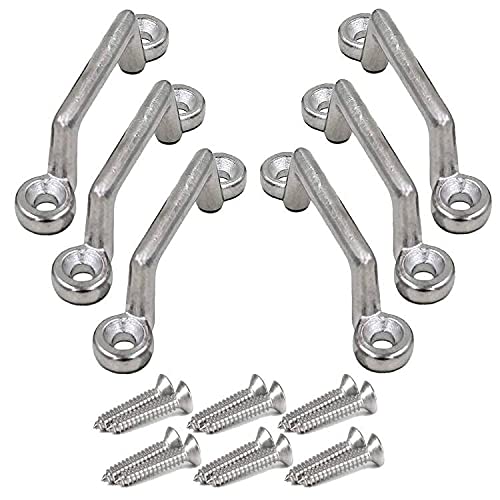 Stainless Steel 1 Inch Mount, Bimini Top Strap, Pad Eye,Footman's Loop for Jeep Corvette, Buggy, Kayak Tie Downs, 6 Piece Set - No Rust