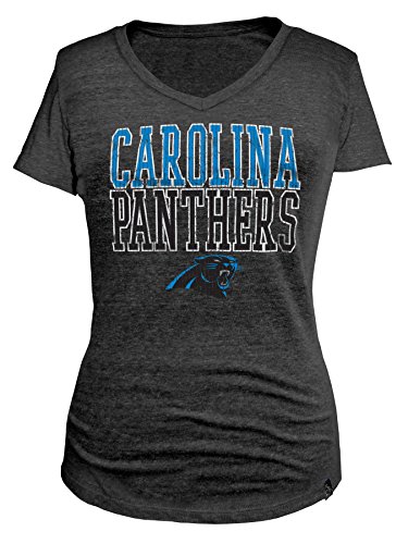 NFL Carolina Panthers Women's Tri Blend Short Sleeve V-Neck Shirt, Medium, Black