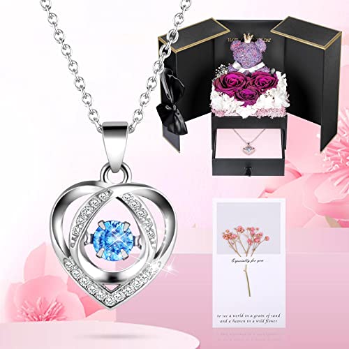 Mother's Day Gift for Women Birthday, Eternal Rose Flowers Natural with 925 Sterling Silver Necklace for Mother Girlfriend Wife Mom, Mother's Day Gift, Birthday Anniversary, Mother's Day Gifts