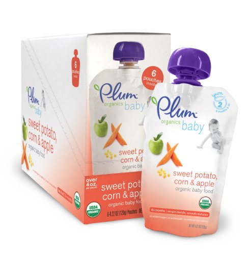 Plum Organics Baby Food, Sweet Potato, Corn & Apple, 4-Ounce Pouches (Pack of 24)