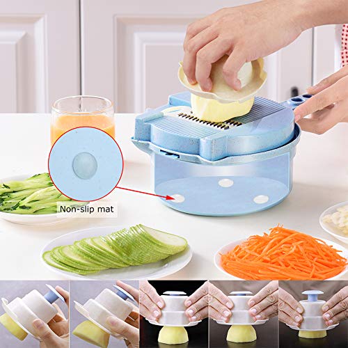 Vegetable Mandoline Slicer,Carry360 15 in 1 Veggie Spiralizer Cutter and Shredder- Wheat Straw Materials Multipurpose Julienne Grater with Guard for Fruit,Low Carb/Paleo/Gluten-Free Meals