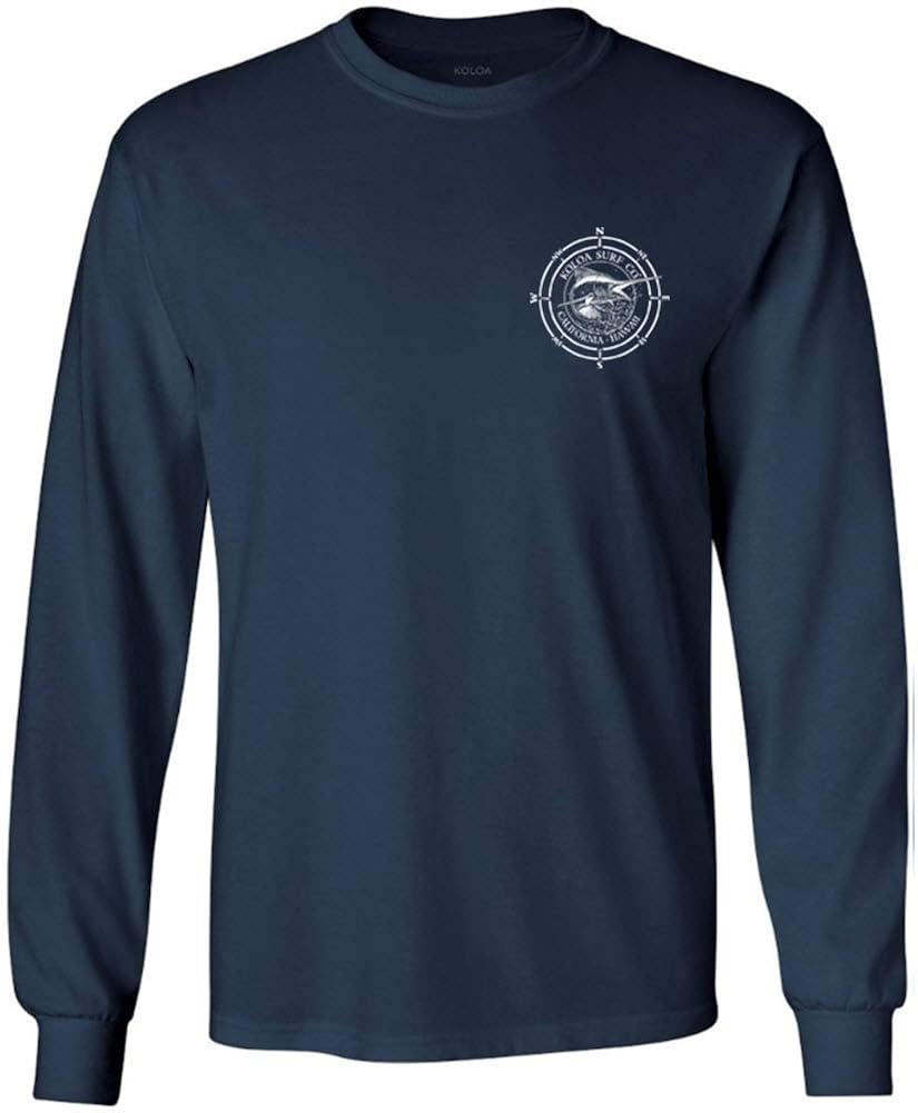Joe's USA Koloa Surf Long Sleeve Black Marlin Cotton T-Shirts. Regular, Big & Tall