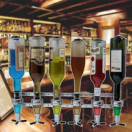 KITCHY 6 Bottles Shots Stand Machine Wall Bracket Wall Mounted Wine Liquor Drinks Dispenser Bar Wine Holder Bar Tool for Beer Soda: Australia