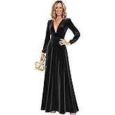 Rouinmo Velvet Bridesmaid Dresses Long Sleeve V Neck A Line Long Christmas Formal Wedding Guest Dress 2025