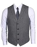Ruth&Boaz 2Pockets 4Buttons Wool Herringbone/Tweed Tailored Collar Suit Vest (XL, Herringbone navy)