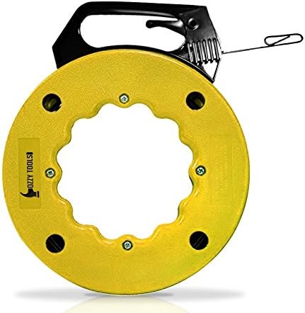 Fish Tape by Ozzy Tools-50' Steel Fishing Tape Reel-Perfect for electrician or DIY electrical conduit work-Wire puller for cable/drywall/ceiling-Depth finder-In Solid Impact Case-Maximum Durability