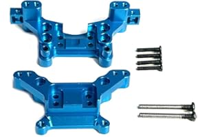 RWLZLB 2PCs F/R Metal Aluminum Shock Tower Mount Parts, RC Car Upgrade Accessories, 16170 16180, for Hyper Go H16BM H16GT H16DR Jetwood MJX 1/16 Scale RC Car (Blue)