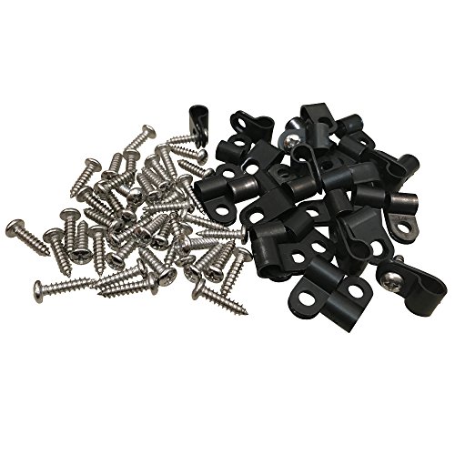 Cable Clamp-1/4inch P Clips with Stainless Steel Pan Head Phillips Screws(50Pcs Clips and 50Pcs Screws)