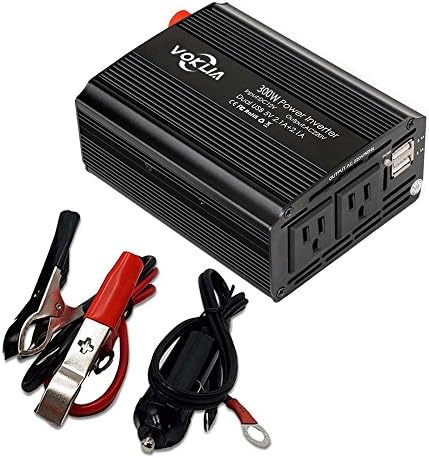 VOKUA Power Inverter 300W DC 12V to 110V AC Car Adapter with 4.2A Dual USB Charging Travel Kit Portable Converter for Laptop