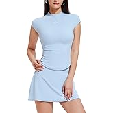 AFZ Tennis Skirt Sets Women 2 Piece Outfits Summer Vacation Athleisure Skort Set Dressy Matching Sweatsuits