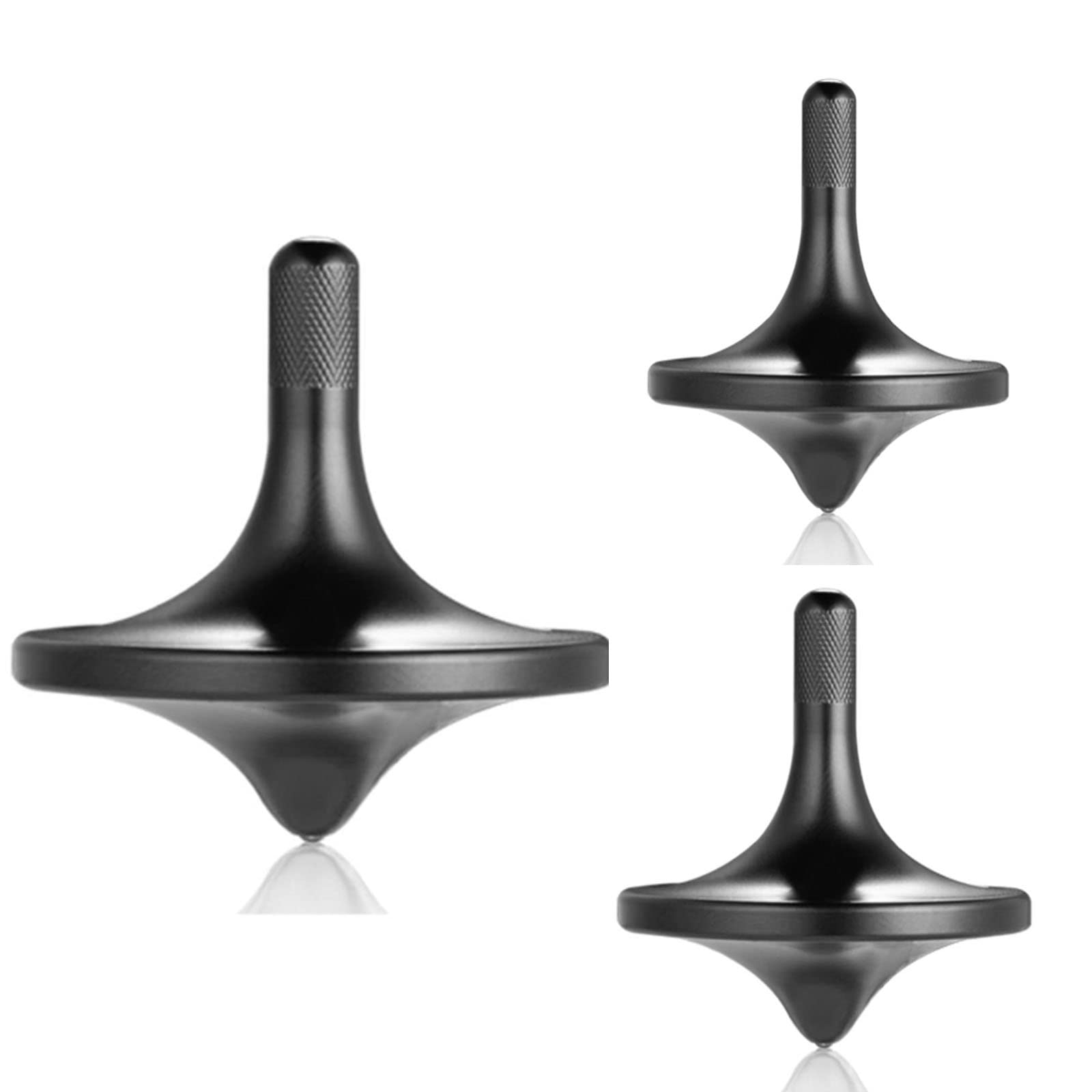 Stainless Steel Spinning Top, Well Made Metal Decompression Toy, Perfectly Balanced, Spin Smooth, Helps Relieve Stress and Anxiety, Effective Time-killing Desktop Toys (3PCS L+M+S/Black) β image 1