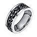 FANSING Jewelry Mens 8mm Black Spinner Chain Design Stainless Steel Ring (8)