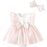 oweve Baby Girl Summer Clothes Infant Tulle Romper Skirt Sleeveless Bodysuit One Piece Romper + Headband 2pcs set 0-12M