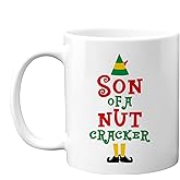 Buddy The Elf Mug, Funny Christmas Coffee Mug, 11oz Elf Drinking Cup Merch, Novelty Christmas Party Cups for Table Decorations, Xmas White Elephant Gifts for Women Men Coworkers - Son of A Nutcracker
