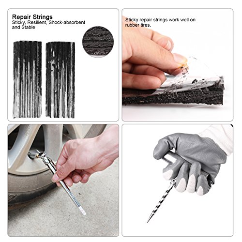 Tire Repair Tool Kit to Repair Punctures and Plug Flats, Heavy Duty ATV Tires Repair Kit for Motorcycle, ATV, Jeep, Truck and Tractor Flat Tire with Instruction & Portable Case - Thumbnail 3