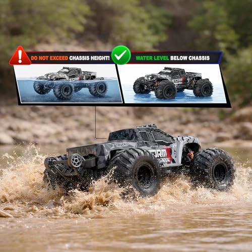 RC Cars 1:14 4WD Off-Road RC Monster Truck High Speed 40 km/h, 4x4 Remote Control Car with 2 Rechargeable 1300mAh Batteries and 2 Sets of Tires for Adults & Boys