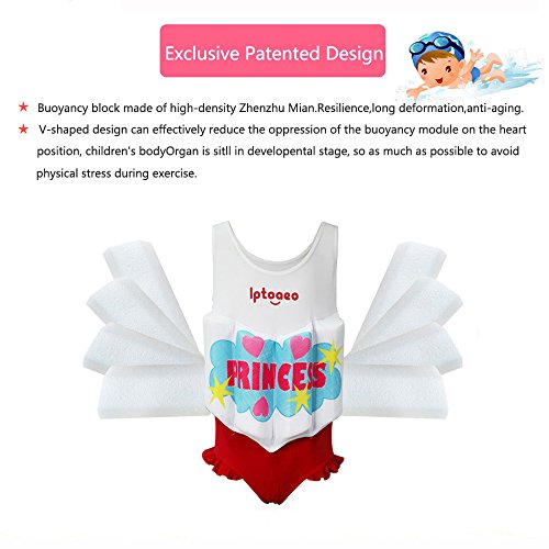 Kingswell Float Suit Toddler Swimsuit, Kids Swim Training Aid Jacket Vest Suit with Removable Buoyancy Float for Toddler Girls