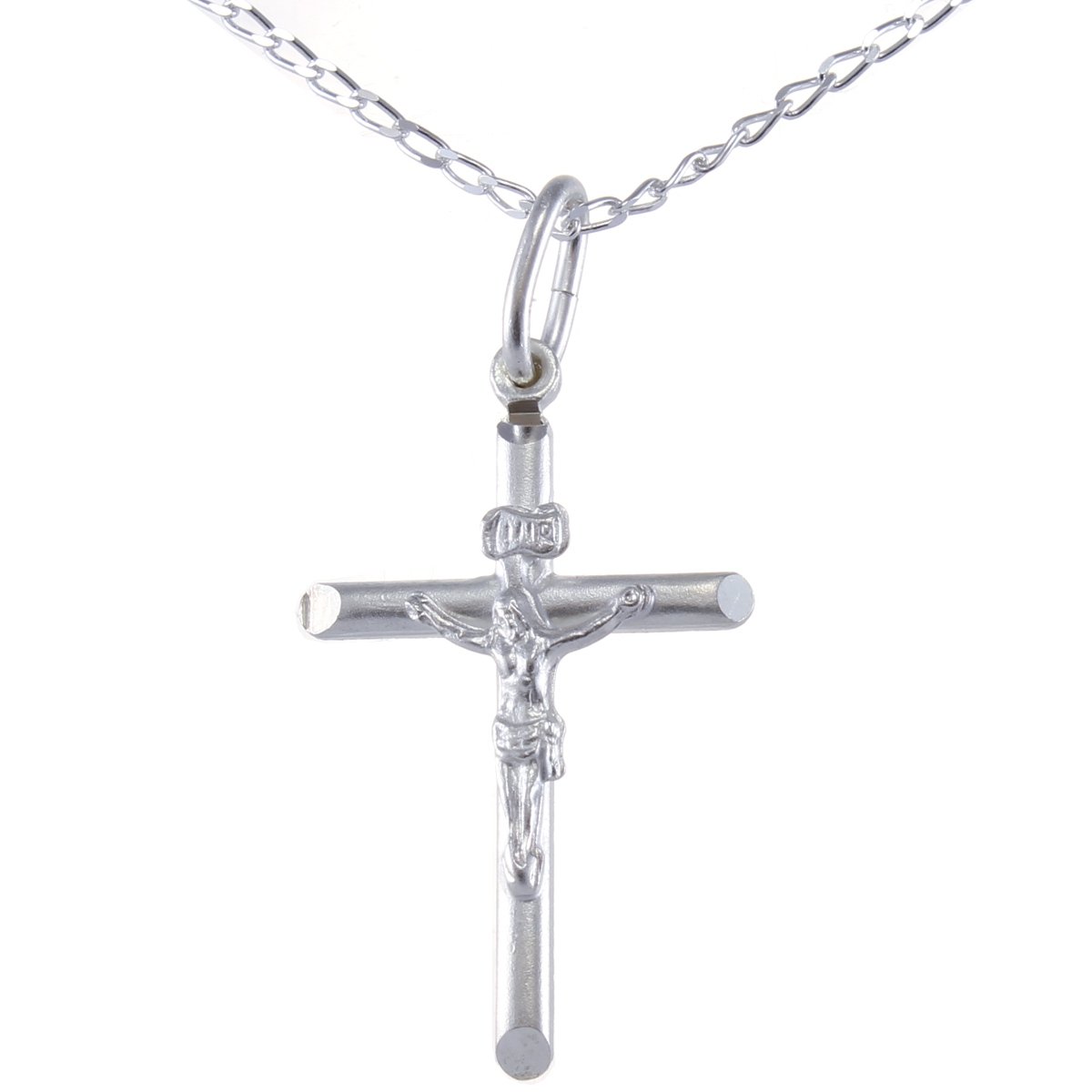 Childrens Sterling Silver Crucifix Cross Pendant Necklace With 16