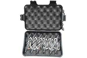 e5e10 12pcs Archery Broadheads 3 Fixed Steel Blade 100/125 Grain Hunting Arrowheads Fit for Compound Bow and Crossbow with One Black Plastic Portable Broadheads Case