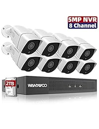 Home Security Camera System, Wandwoo 5MP 8CH PoE Security Camera System 5MP NVR w  8pcs 4MP Outdoor Weatherproof Surveillance Cameras Systems Motion Detection, 2TB HDD for 24 7 Recording