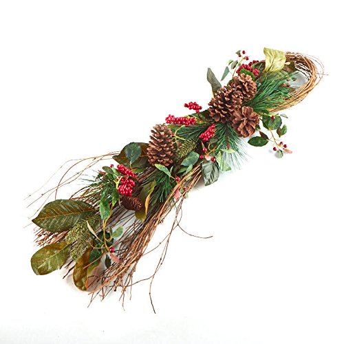Factory Direct Craft Artificial Grapevine and Pine Needle Holiday Hanger with Red Berries