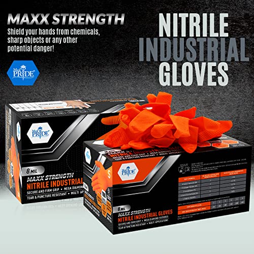 MED PRIDE Maxx Strength Nitrile Industrial Gloves, Mil Thick [1000  Gloves/Medium] Diamond Texture Disposab