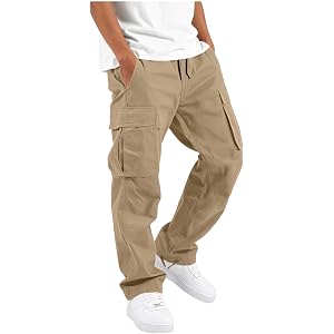 Boys Uniform Cargo Pants Cotton Baggy Chino Pants Joggers | Teen Back to School Trousers,Straight Leg Hiking Pants with Pocke