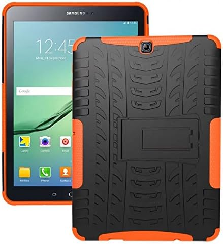 Samsung Galaxy Tab S2 9.7 Case, BAUBEY Rugged Tough Armor Heavy Duty Shockproof Hard Rubber Case Cover Stand for Samsung Galaxy Tab S2 9.7 SM-T810 / SM-T813 / SM-T815 / SM-T817 / SM-T819 (Orange)