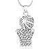 Gem Stone King Stunning Basketball and Hoop with White Crystals Pendant and 16 Inch Snake Chain