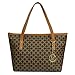 Micom Casual Signature Printing Pu Leather Tote Shoulder Handbag with Metal Decoration for Women (Coffe C)