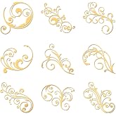 OLYCRAFT 9pcs 1.6x1.6 inch Golden Metal Stickers Damask Metal Stickers Self Adhesive Flourishes Stickers Golden Epoxy Stickers Pyramid Sticker for DIY Scrapbooks Epoxy Resin Phone Decoration