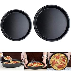 Pizzaplaat Van Koolstofstaal Ronde Pizza Pannen Met Antiaanbaklaag Carbon Steel Pizza Pan Non-Stick Round Pizza Tray…