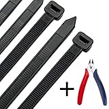 Honyear 24 Inch Cable Zip Ties Heavy Duty (with Wire Cable Cutters), Strong Large Black Zip Ties with 175 Pounds Tensile Strength, 50 Pack, Long Durable Nylon Black tie Wraps, Outdoor UV Resistant