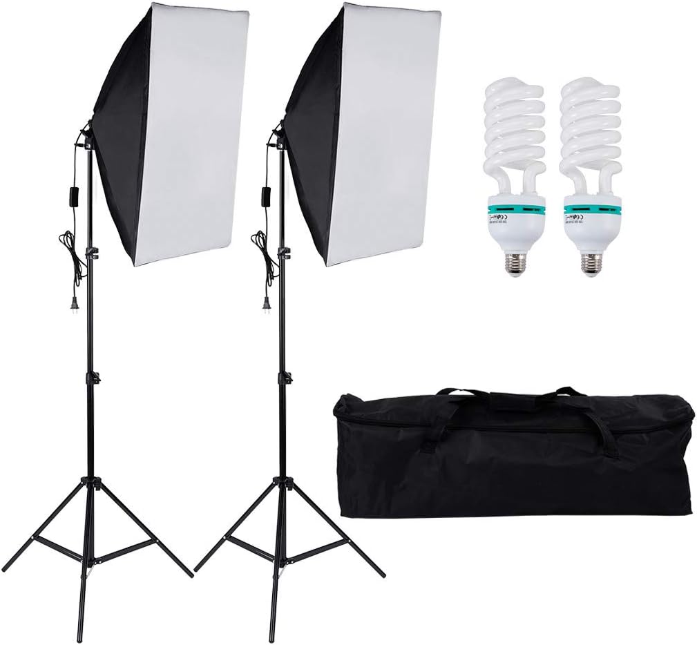 Photography Lighting Kit,Lanyun Softbox Light Kits Photography Softbox Light Set Softboxes Continuous Lighting for Photo Studio Portrait Video Shooting Led Bulb Light Photographic Equipment