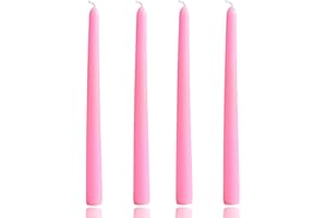 KANDELO 10 inch Pink Taper Candles-Set of 4 Tapered Candle, Tall Candlesticks,Home Dinner Candle, Party, Wedding, Halloween, Christmas Candles(9.9 inch, Pink)
