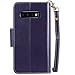 Samsung Galaxy S10 Plus Case,Galaxy S10+ Wallet Case,FLYEE 9 Card Slots High Capacity PU Leather Magnetic Protective Cover with Mirror and Wrist Strap for Galaxy S10 Plus 6.4 inch-Purple