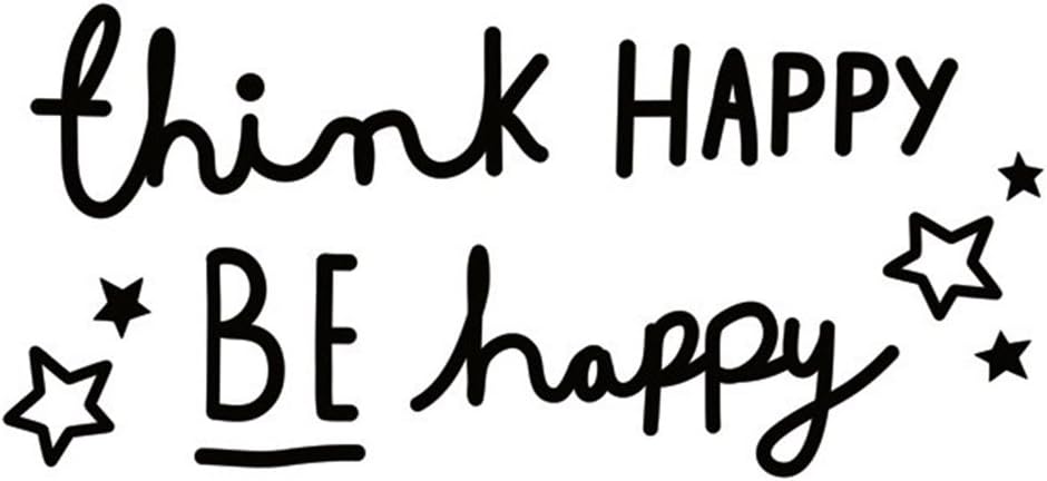 Decaltor Think Happy be Happy Wall Decal Saying Family Room Quotes Sayings Stickers Wall Decor Size 5'' ×12''