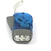 CfoPiryx Flashlight, 3 LED Hand Press Torch, Battery-Free Flashlight (Blue)